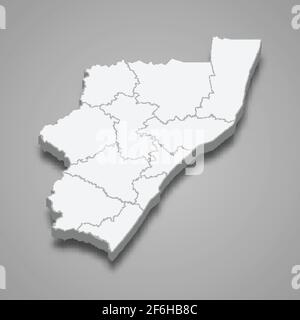 Carte isométrique 3d du KwaZulu-Natal est une province d'Afrique du Sud, illustration vectorielle Illustration de Vecteur