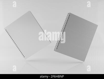 Deux carnets papier volant rendu 3d pour maquette Banque D'Images
