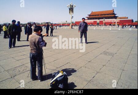 Mausolée de Mao Zedong Tiauanmen Sq Beijing Chine 1985 Banque D'Images