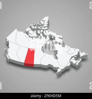 Région de la Saskatchewan emplacement au Canada carte isométrique en 3d Illustration de Vecteur