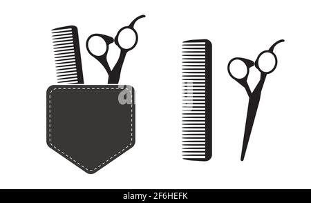 Logo des outils de coiffage. Salon de coiffure de beauté. Peigne à ciseaux de coiffure Modèle vectoriel Illustration de Vecteur