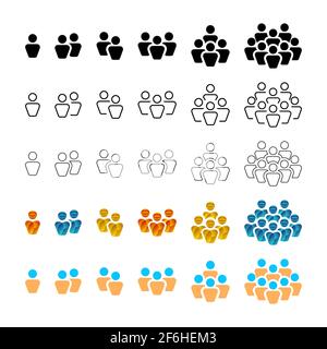 Ensemble d'icônes de vecteur de regroupement de personnes. Graphique de pack d'icônes style multiple de personnes. Illustration de Vecteur