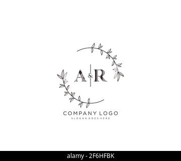 Lettres AR belle fleur féminine modifiable préfabriqué logo monoline convient pour spa salon peau beauté cheveux boutique et compagnie cosmétique. Illustration de Vecteur