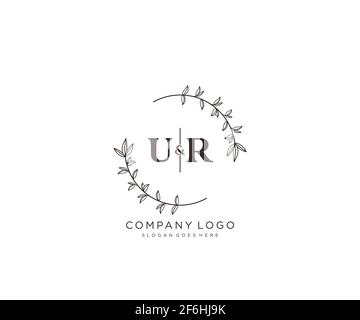 UR lettres beau floral féminin modifiable préfabriqué logo monoline convient pour spa salon de beauté de cheveux de peau boutique et de cosmétique compagnie. Illustration de Vecteur