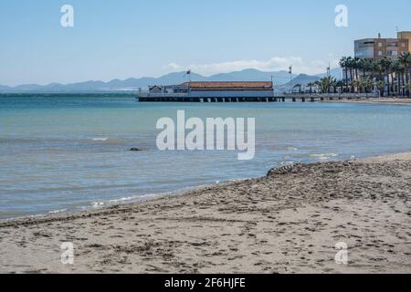 Vue sur la Mar Menor à Los Alcazares à Murcia Espagne Banque D'Images