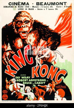 King Kong, affiche de film 1933. Avec Fay Wray, Bruce Cabot, Robert Armstrong et Frank Reicher. Aventure / fantaisie / action / romance. Banque D'Images