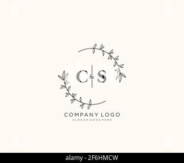 LETTRES CS beau floral féminin modifiable préfabriqué logo monoline convient pour spa salon de beauté de cheveux de peau boutique et de cosmétique compagnie. Illustration de Vecteur