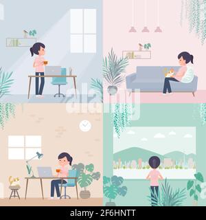 Un personnel médical des femmes se détendant dans la chambre. L'art vectoriel est si facile à éditer. Illustration de Vecteur
