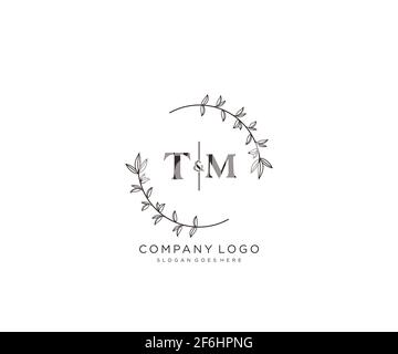 TM lettres belle fleur féminine modifiable préfabriqué logo monoline convient pour spa salon de beauté de cheveux de peau boutique et compagnie cosmétique. Illustration de Vecteur