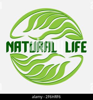 logo de la vie naturelle fait de feuilles dans la forme d'un cercle 2 Illustration de Vecteur
