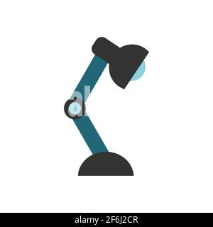 Icône de lampe de table bleue. Lampe d'étude simple. Isolé sur fond blanc. Lampe de bureau électrique. Lampe de bureau avec une ampoule. Vecteur LED moderne Illustration de Vecteur