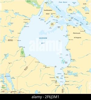 carte vectorielle de la mer marginale canadienne de la baie d'hudson Illustration de Vecteur