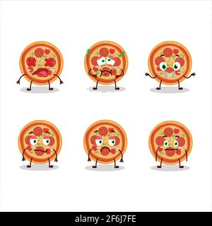 Personnage de dessin animé de pizza au bœuf avec expression de corde. Illustration vectorielle Illustration de Vecteur