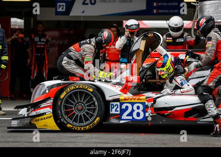 28 PERRODO François (fra), COLLARD Emmanuel (fra), VAXIERE Matthieu (fra), Oreca 07 Gibson team TDS course, pitstop d'action pendant le Championnat du monde d'endurance FIA WEC 2017, 6 heures du Mexique du 1er au 3 septembre - photo Florent Gooden / DPPI Banque D'Images