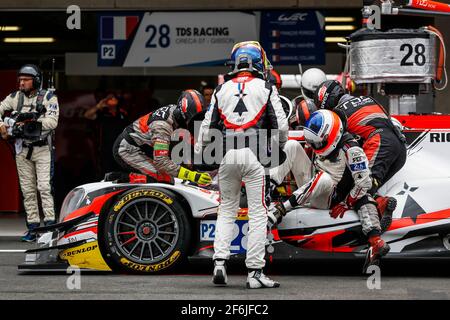 28 PERRODO François (fra), COLLARD Emmanuel (fra), VAXIERE Matthieu (fra), Oreca 07 Gibson team TDS course, pitstop d'action pendant le Championnat du monde d'endurance FIA WEC 2017, 6 heures du Mexique du 1er au 3 septembre - photo Florent Gooden / DPPI Banque D'Images