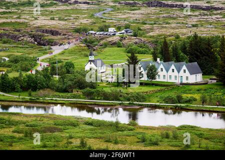 Þingvellir, Islande, a été le site du Alþing, le Parlement annuel de l'Islande de 930 ce jusqu'à la dernière session tenue à Þingvellir en 1798 ce Banque D'Images