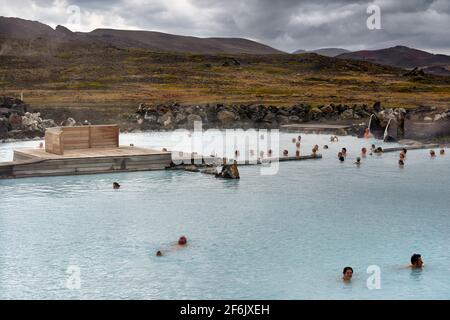 Bains naturels de Myvatn. L'Islande Banque D'Images