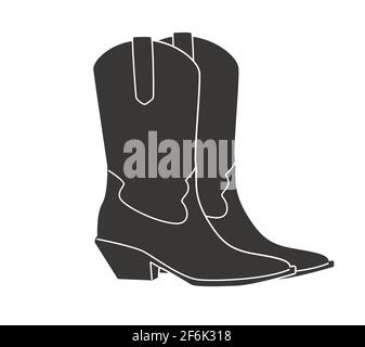 Icône Bottes de cow-boy isolée sur fond blanc. Vecteur Art Illustration de Vecteur