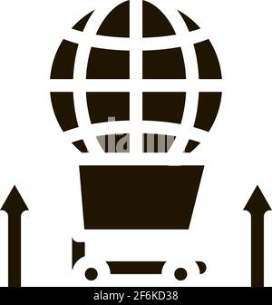 Sphère de partenariat de vente internationale dans le panier de marché icône Vector Glyph Illustration Illustration de Vecteur