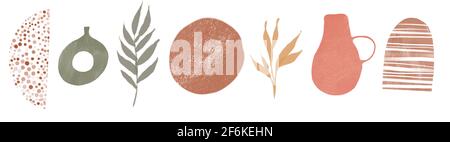 Jeu de traits de forme abstraits, éléments de conception dessinés à la main, formes organiques, arrière-plans abstraits Banque D'Images