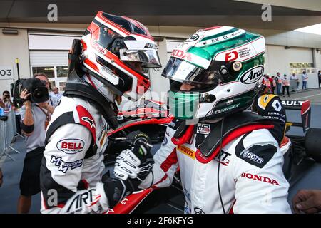 03 RUSSELL George, Grand Prix d'Art et 02 NIREI FUKUZUMI, Grand Prix d'Art, podium lors du championnat GP3 2017 de la FIA, Autriche du 7 au 9 juillet, à Spielberg, Autriche - photo Sebastiaan Rozendaal / DPPI Banque D'Images