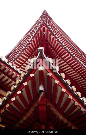 Chinatown, Singapour - le 25 décembre 2013 : Détail de la façade du Buddha Tooth Relic Temple and Museum de Chinatown, à Singapour. Banque D'Images