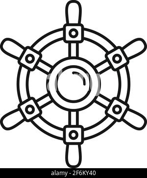 Icône du contrôleur de roue de navire, style de contour Illustration de Vecteur