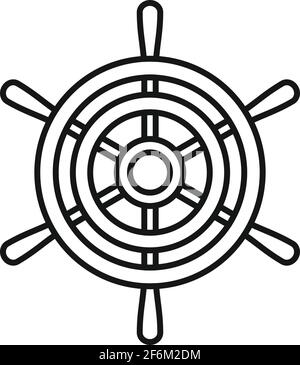 Icône de volant de direction, style de contour Illustration de Vecteur