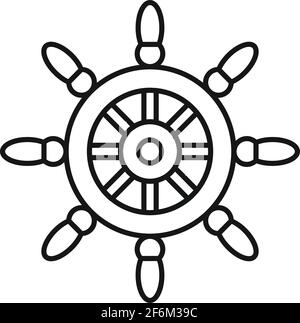 Icône de roue de bateau de Voilier, style de contour Illustration de Vecteur