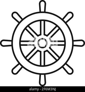 Icône de roue de navigation, style de contour Illustration de Vecteur