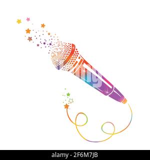 Icône de vecteur MIC. Caricature icône vectorielle multicolore isolée sur fond blanc. Illustration vectorielle Illustration de Vecteur