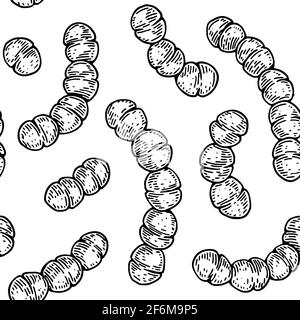 Motif de bacilles sans couture dans un stile d'esquisse réaliste. Antécédents médicaux dessinés à la main. Illustration vectorielle Illustration de Vecteur