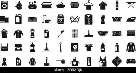 Nettoyage à sec, le style simple icons set Illustration de Vecteur