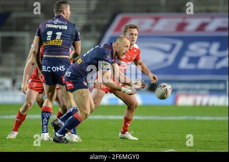 St. Helens, Angleterre - 1er avril 2021 - James Roby de St Helens en action pendant la Ligue de rugby Betfred Super League Round 2 Hull Kingston Rovers vs St. Helens au stade Totally Wicked, St. Helens, Royaume-Uni Dean Williams/Alay Live News Banque D'Images