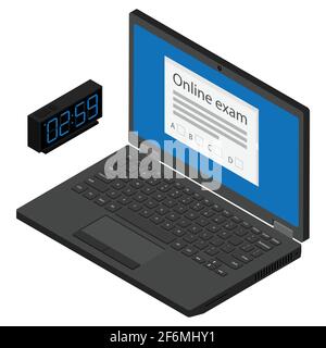 Concept d'examen en ligne, formulaire de questionnaire, formation en ligne, enquête, questionnaire Internet. Vecteur Illustration de Vecteur