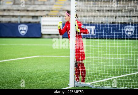 Malmö, Suède. 1er avril 2021. Stephanie Labbe (1) du FC Rosengard, vue dans la deuxième partie de la finale de la Ligue des champions de l'UEFA à Malmö Idrottsplats à Malmö, en Suède. (Crédit photo : Gonzales photo/Alamy Live News Banque D'Images