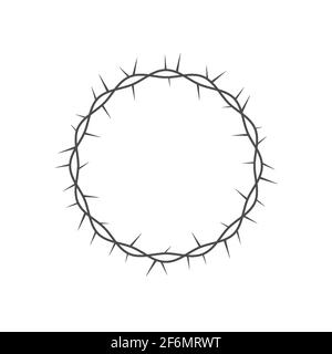 Icône couronne d'épines. Couronne d'épines cadre rond. La couronne des épines de Jésus-Christ. Symbole chrétien. Illustration vectorielle isolée sur blanc. Illustration de Vecteur