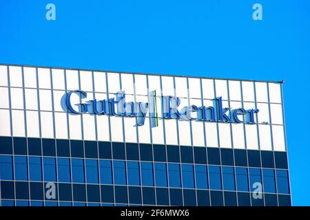 Logo Guthy-Renker, signe sur le bâtiment du siège de la société de marketing de réponse directe - El Segundo, Californie, Etats-Unis - 2020 Banque D'Images