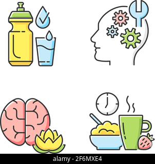 Jeu d'icônes de couleur RVB des soins de santé quotidiens Illustration de Vecteur