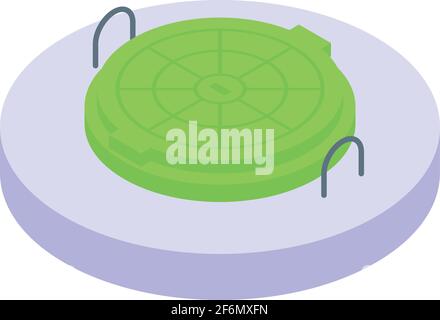 Icône de trou d'homme verte. Icône de vecteur de trou d'homme isométrique vert pour la conception de sites Web isolée sur fond blanc Illustration de Vecteur