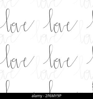 Motif sans couture avec texte Love Hand écrit en blanc Illustration de Vecteur