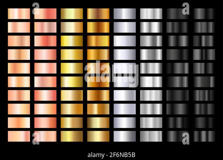 Jeu d'arrière-plan à gradation de texture rose or, argent, noir et or. Dégradés de vecteurs métalliques. Collection élégante et brillante à grands dégradés. Illustration de Vecteur