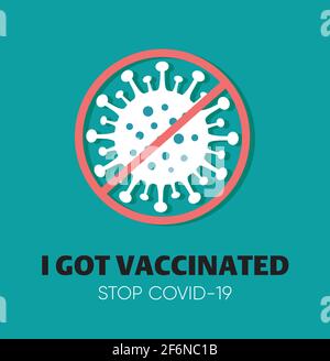 Étiquette de Vacctination du coronavirus. Concept de protection contre les virus. J'ai reçu l'autocollant vacciné. Arrêtez Covid-19. Promotion. Encouragement. Illustration vectorielle Illustration de Vecteur