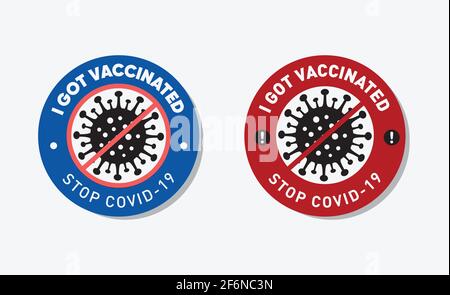 Étiquette de Vacctination du coronavirus. Concept de protection contre les virus. J'ai reçu l'autocollant vacciné. Arrêtez Covid-19. Promotion. Encouragement. Illustration vectorielle Illustration de Vecteur