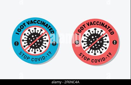 Étiquette de Vacctination du coronavirus. Concept de protection contre les virus. J'ai reçu l'autocollant vacciné. Arrêtez Covid-19. Promotion. Encouragement. Illustration vectorielle Illustration de Vecteur