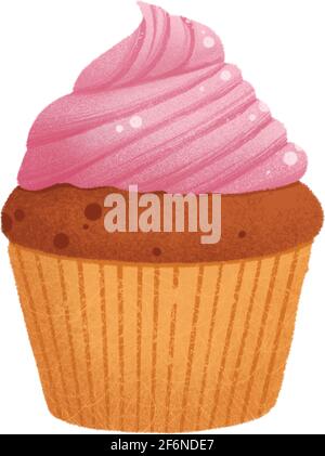 Illustration du vecteur plat Cupcake. Délicieux muffin décoré de glaçage au chocolat et de bonbons à la citrouille isolés sur du blanc. Pâtisserie délicieuse, traditionnelle Illustration de Vecteur