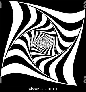 Opart, illustration géométrique de l'art optique avec rotation, spirale, tourbillon, distorsion de torsion, effet de déformation. Hypnose radiale, illustrati à thème hypnotique Illustration de Vecteur