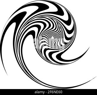 Opart, illustration géométrique de l'art optique avec rotation, spirale, tourbillon, distorsion de torsion, effet de déformation. Hypnose radiale, illustrati à thème hypnotique Illustration de Vecteur