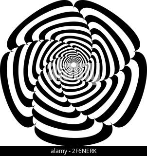 Opart, illustration géométrique de l'art optique avec rotation, spirale, tourbillon, distorsion de torsion, effet de déformation. Hypnose radiale, illustrati à thème hypnotique Illustration de Vecteur