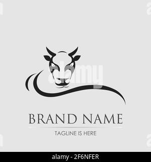 Motif tête de vache sur fond gris. Animal de ferme Illustration de Vecteur